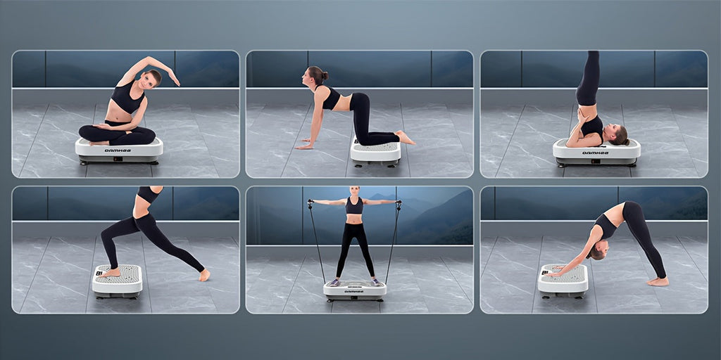 Vibration Plate Whole Body Workout Machine for Lymphatic Drainage – Silent Motor Adjustable Speed Home Gym Fitness Platform for Weight Loss Muscle Toning in White & Black