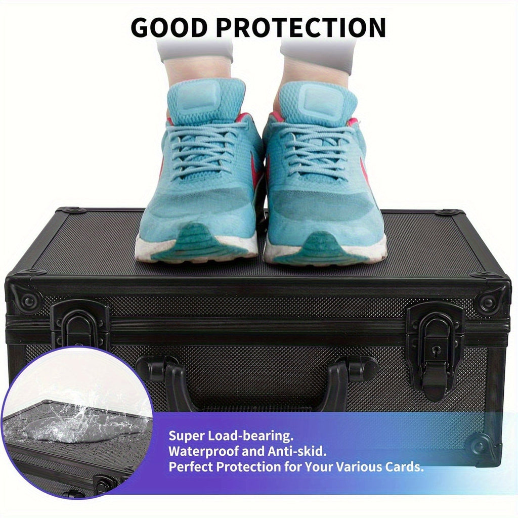 Trading Card Storage Box with Lock Holds 600 Plus 3x4 35PT Rigid Top Loaders Sports Card Organizer Case for Pokemon MTG Yu-Gi-Oh Baseball Football Basketball Standard and Mini Size
