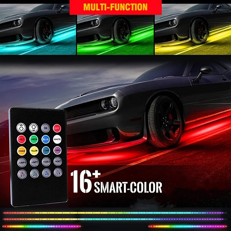 Car LED Underglow Atmosphere Light Kit App Wireless Control - Multiple Scene Modes 2 Strips 23.62 x 35.43 Inch Interior Exterior Decorative RGB Lighting for Cars Trucks SUVs