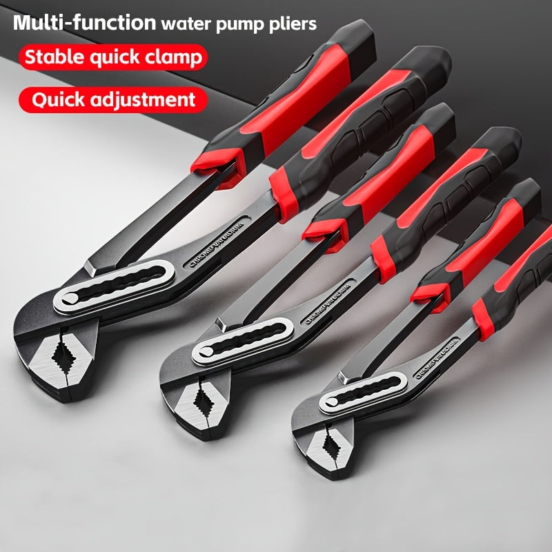Heavy Duty Adjustable Water Pump Pliers 8 10 12 Inch Large Opening Quick Adjustment Channel Lock Style for Plumbing Pipeline Bathroom Construction Car Maintenance DIY Repair