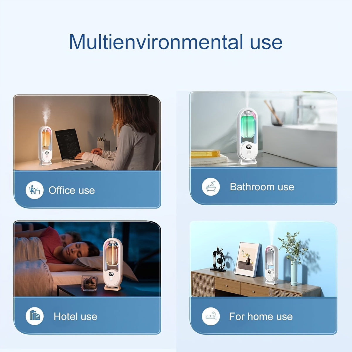 Essential Oil Diffuser Aromatherapy Humidifier with 7 Color LED Light – USB Powered Quiet Mini Aroma Diffuser for Bedroom, Office, Yoga & Home with Timer, Multiple Scents | Hilton Gardenia Ocean Jasmine