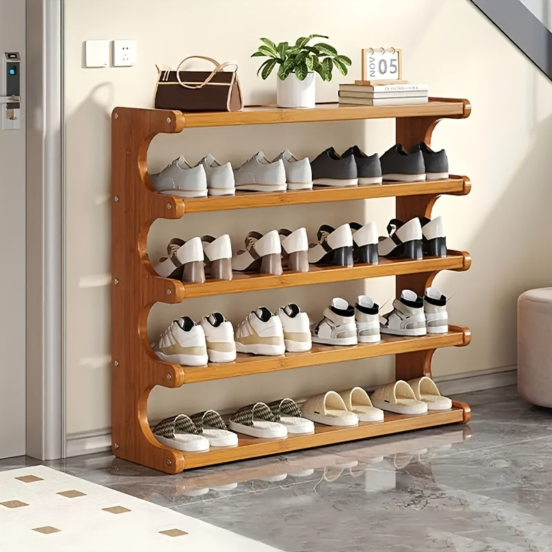 Shoe Rack 3/5/6-Tier Wood Grain Cube Organizer | Space-Saving Multi-Layer Shoe Storage Shelf | Easy Assembly Self-Standing Shoe Tower for Entryway Dorm Closet Bedroom | Brown