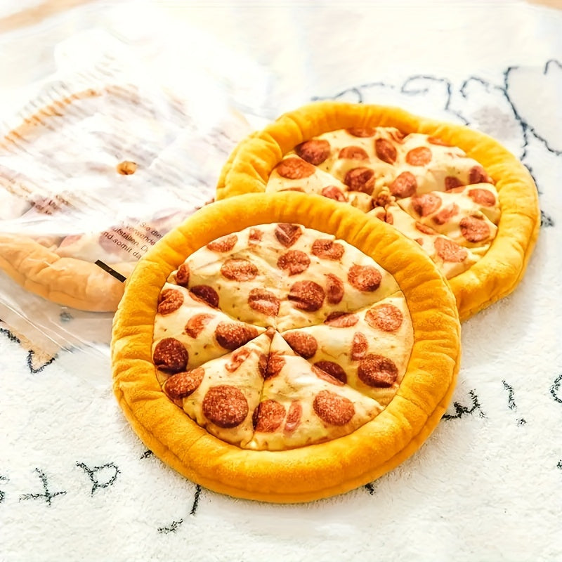 Squeaky Pepperoni Pizza Plush Dog Toy Soft Polyester Interactive Squeaker Chew Toy for All Breeds Puppies Adult Dogs Fun Food-Themed