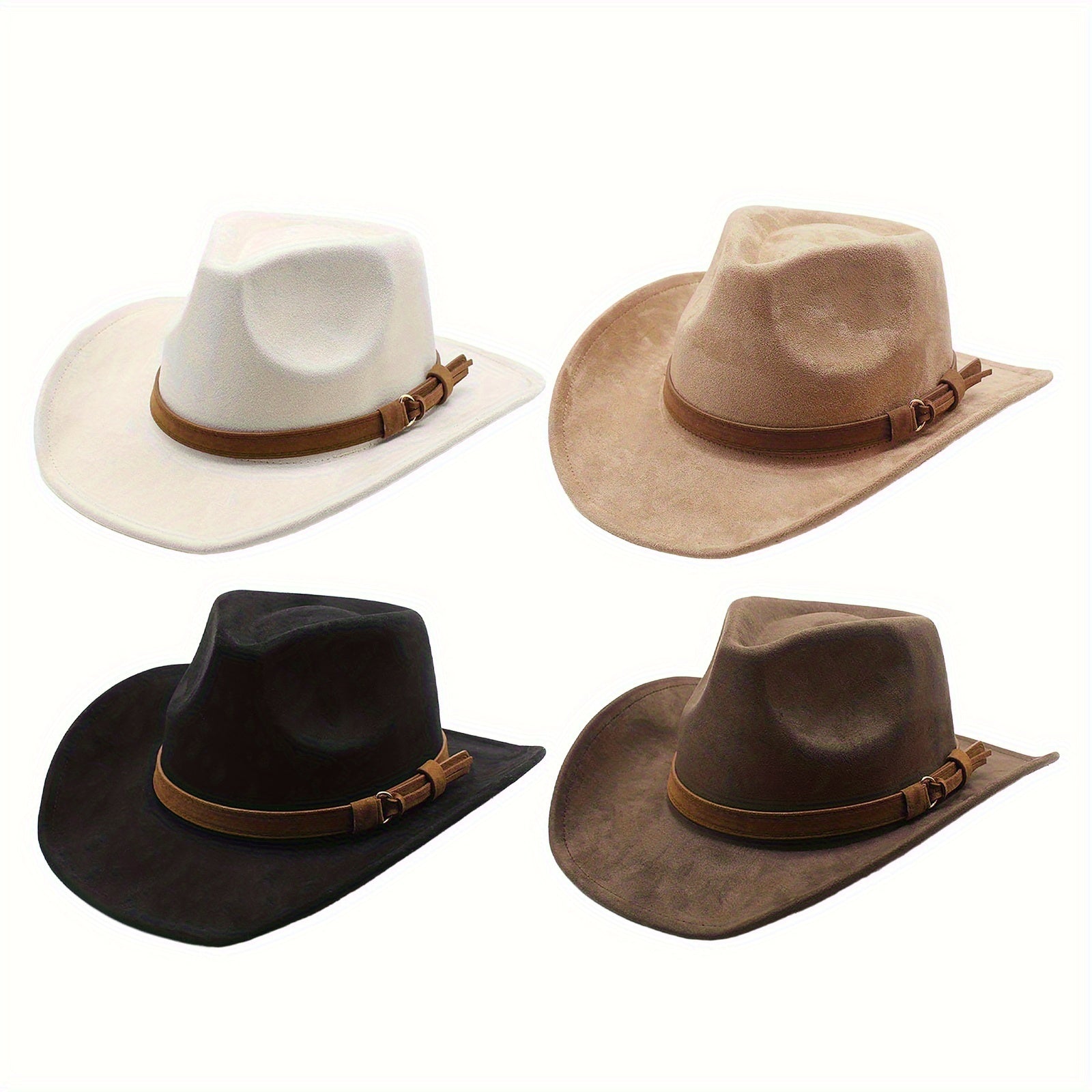 Wide Brim Western Cowboy Hat Unisex Retro Fedora Style – Outdoor Travel Beach Festival Costume Hat for Men Women, 7 Colors Brown Black Khaki Beige Grey White
