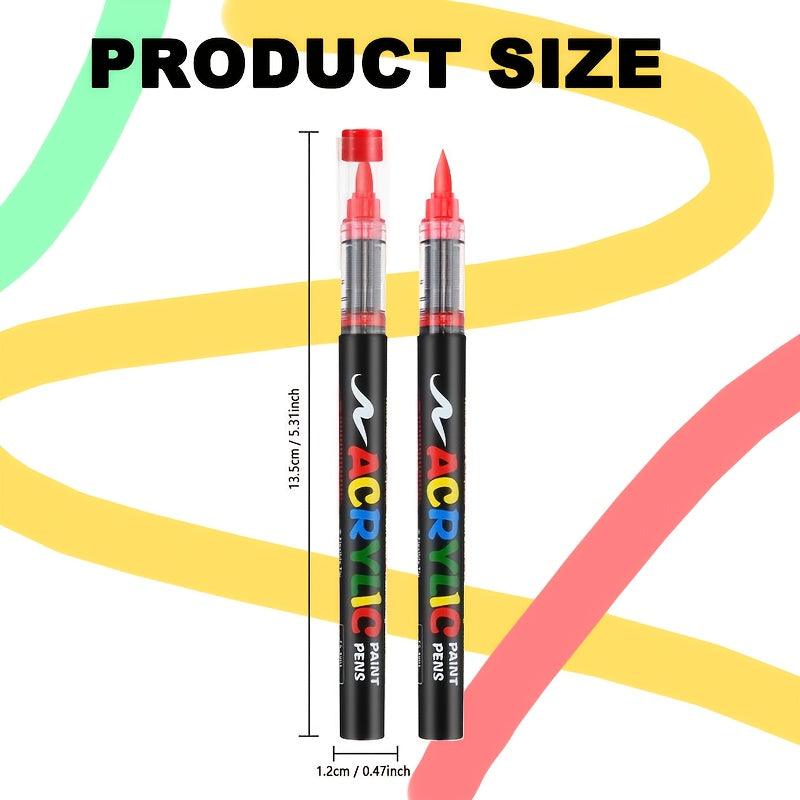 Acrylic Paint Markers Brush Tip – 12/24/36/48/60/72/120/168 Colors for Rock, Metal, Glass, Wood, Canvas, Ceramic & Plastic, DIY Hand-Painting Art Supplies, Back to School Halloween Christmas Birthday Gift