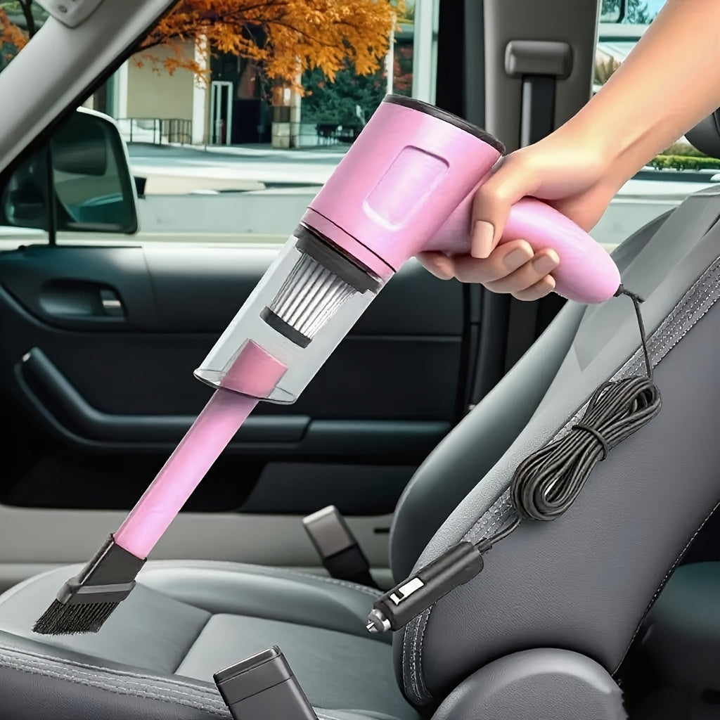 Pink Mini Handheld Car Vacuum Cleaner Dry Wet Strong Suction Pet Hair Cat Hair Cute Portable Corded No Battery for Women Girls Car Interior Home Desk Keyboard Cleaning | Nova Mart
