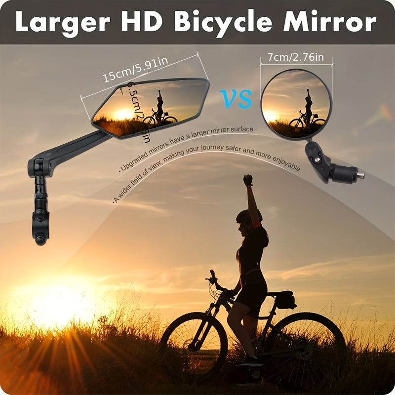 HD Foldable Bike Mirrors 2-Pack 360° Adjustable for Ebike Bicycle Motorcycle Scooter – Large Scratch-Resistant Handlebar Rearview Mirror, High-Speed Stable Durable ABS Easy Install