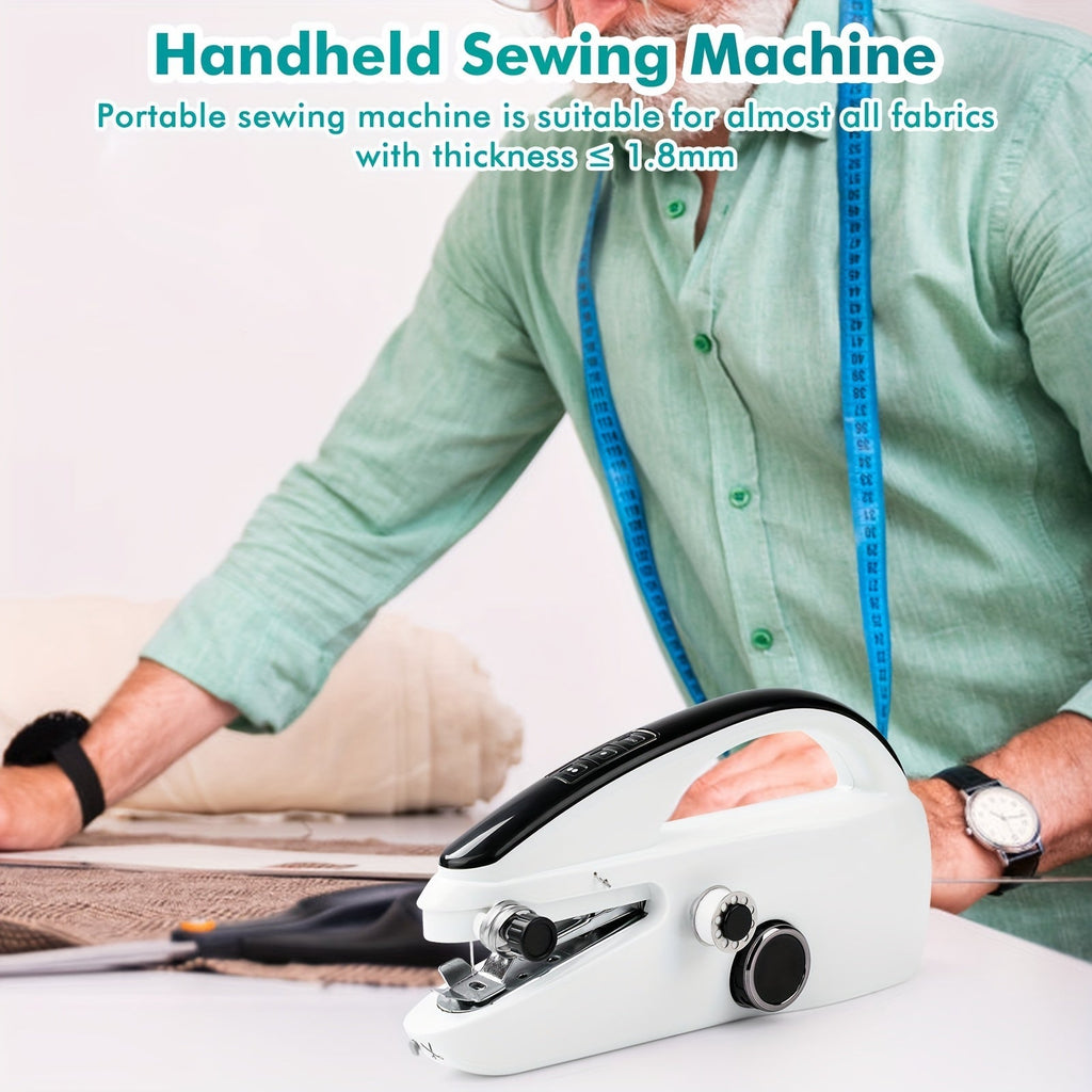 Handheld Sewing Machine Mini Portable - Easy Fast Stitch for Clothes, Fabric & DIY Repairs, Compact Electric Sewing Machine for Beginners, Home & Travel Use, Lightweight Cordless Design