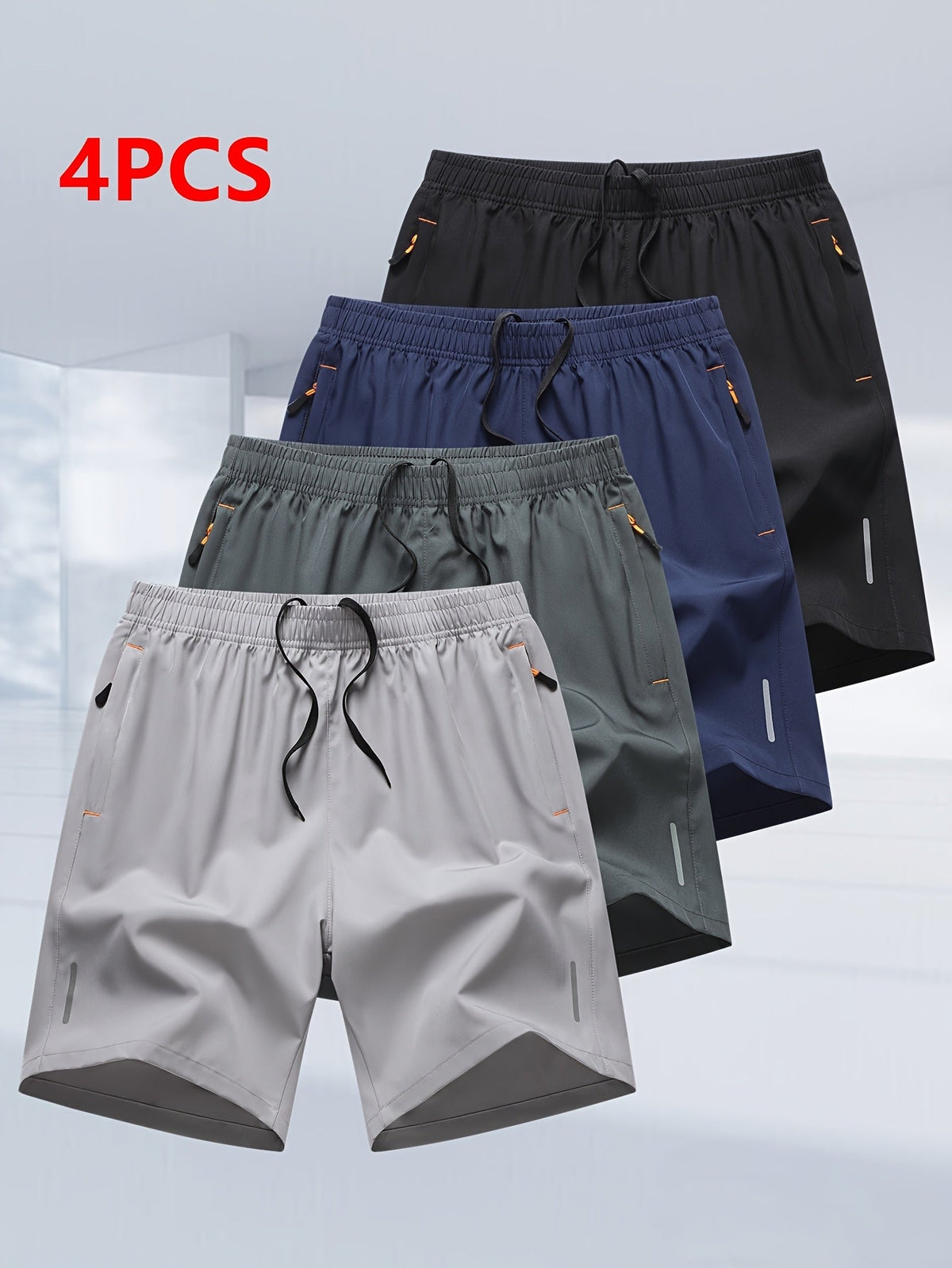 Men's Athletic Shorts 4-Pack Quick-Dry Lightweight Breathable, Zipper Pockets Drawstring Waist Loose Fit for Running, Gym, Cycling, Basketball, Tennis, Outdoor Sports & Beach - Mixed Colors S-XXXL