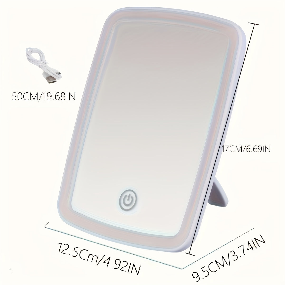 LED Makeup Mirror with Touch Sensor – 3 Lighting Modes (White, Daylight, Warm), Adjustable Brightness, Portable Folding Vanity Mirror, USB Charging, Compact Travel & Desktop Cosmetic Mirror