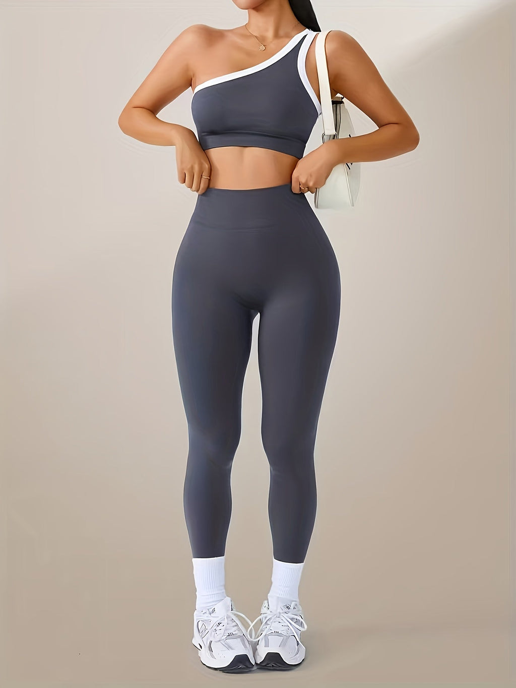 Women's Butt Lifting Leggings & Sports Bra Set 2 Piece High-Waisted 90% Polyamide – Stretchy Minimalist Yoga Running Workout Outfit with Camisole Top, 6 Colors S-XL