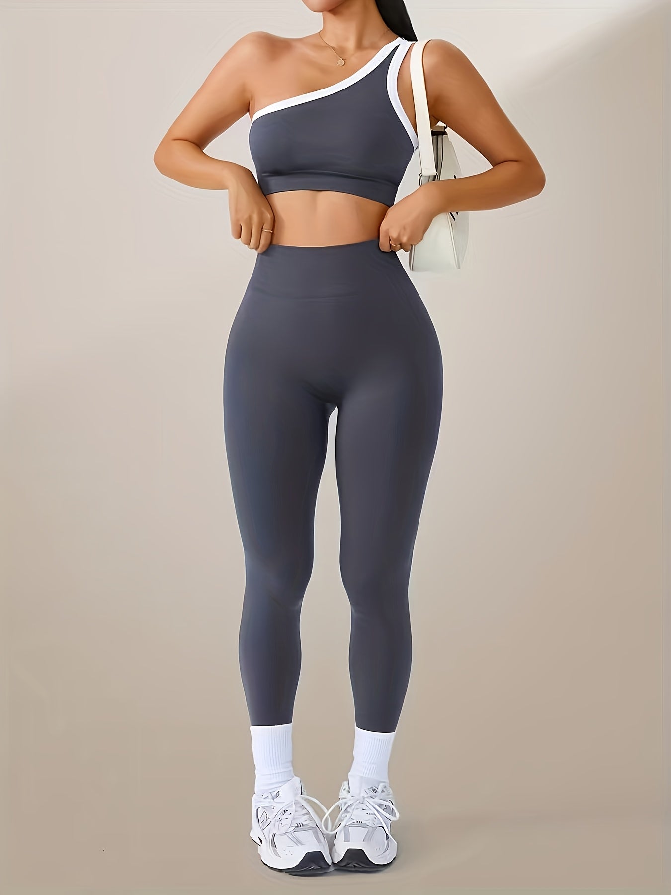 Women's Butt Lifting Leggings & Sports Bra Set 2 Piece High-Waisted 90% Polyamide – Stretchy Minimalist Yoga Running Workout Outfit with Camisole Top, 6 Colors S-XL