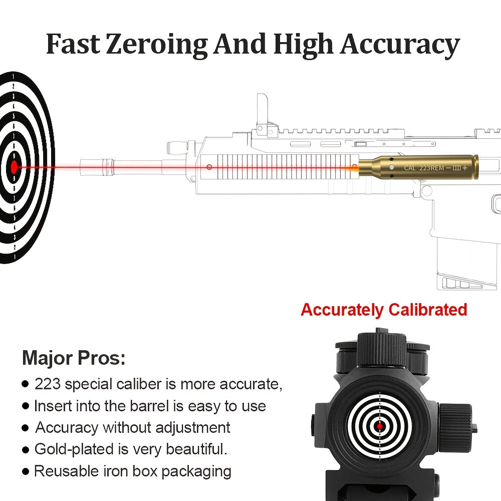 Laser Bore Sight Multi-Caliber Kit for 9mm, 45ACP, 223REM, 308WIN, 380ACP, 38SPL & 12GA – High-Precision Red Laser Boresighter for Rifles, Pistols & Shotguns, Easy Install, 2 Battery Sets Included