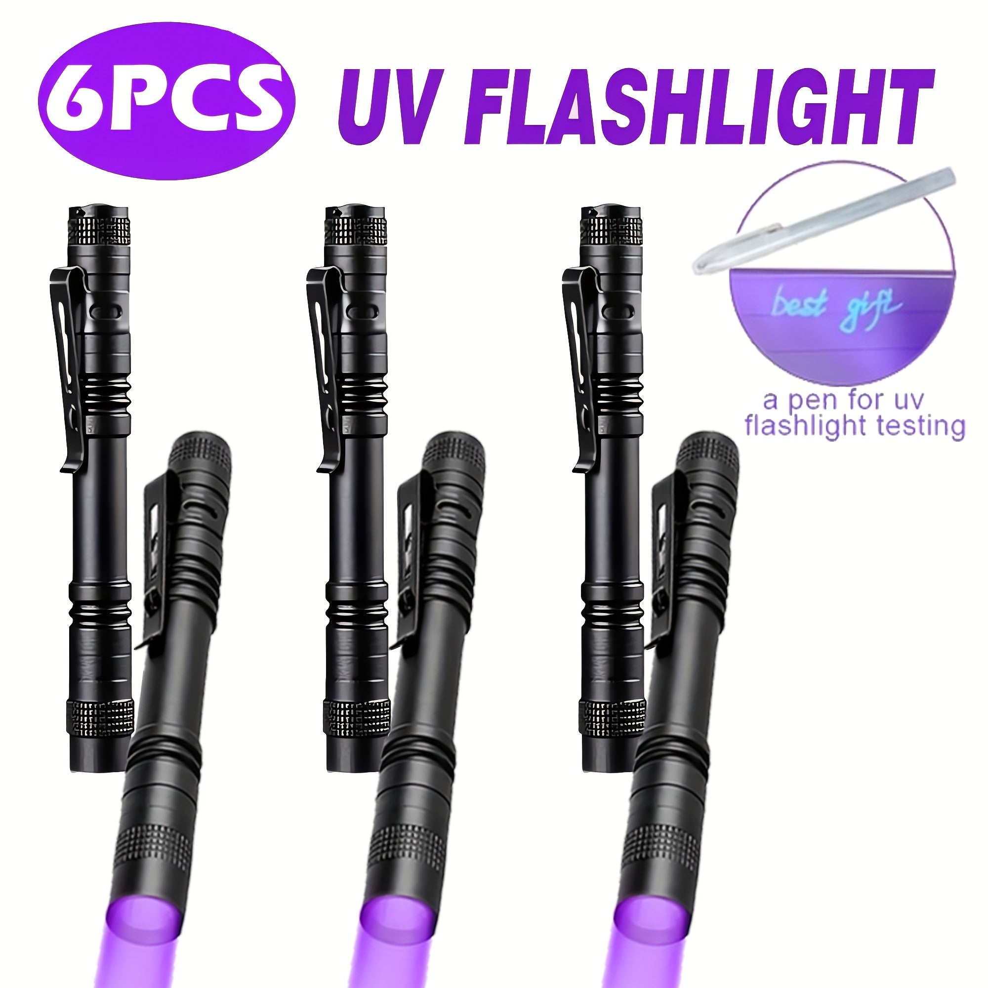 UV Blacklight Flashlight 395nm Portable Ultraviolet Light for Pet Urine Stain Detection Counterfeit Currency Scorpion Hunting Ringworm Inspection Multi-Pack 4 6 8 12pcs AAA Battery Powered