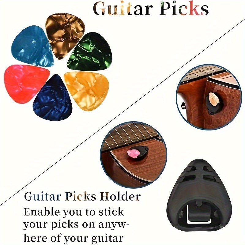Guitar Clip-On Tuner & Capo Set with Picks 9pcs – Chromatic Multi-Mode Tuner for Acoustic, Electric, Bass, Violin & Ukulele, Spring-Loaded Capo, Rosewood Picks Included