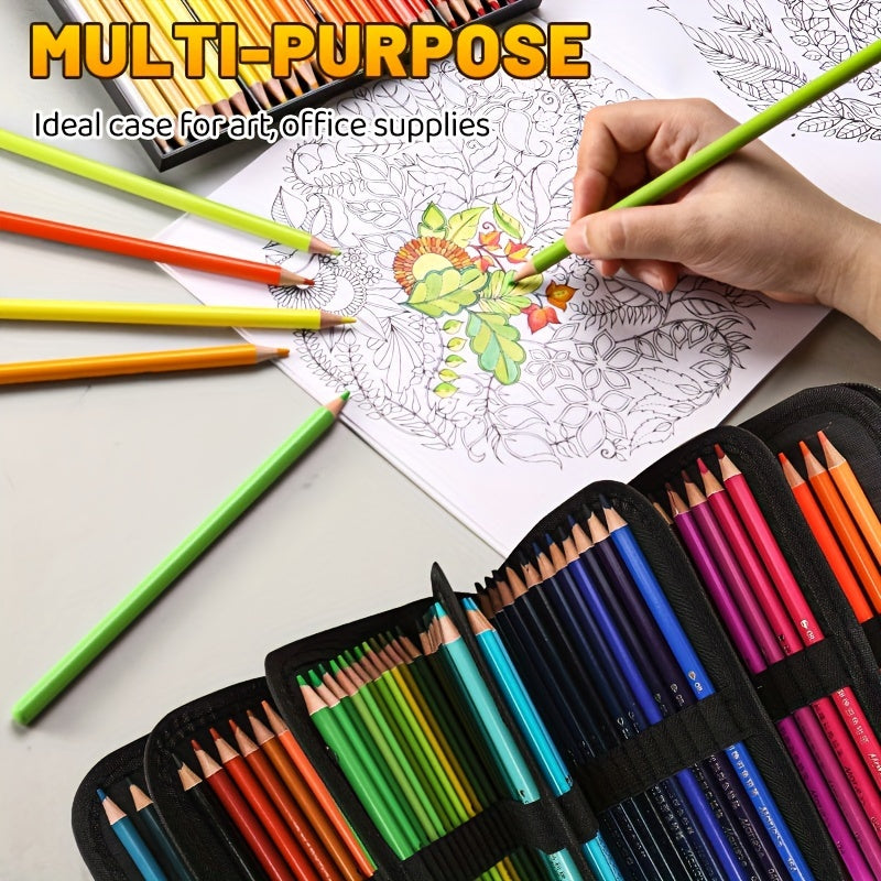 168-Slot Colored Pencil Case Large Art Organizer with 7 Detachable Layers – Polyester, Zipper Pockets, Holds Markers & Pens, Artist Gift for Students & Adults