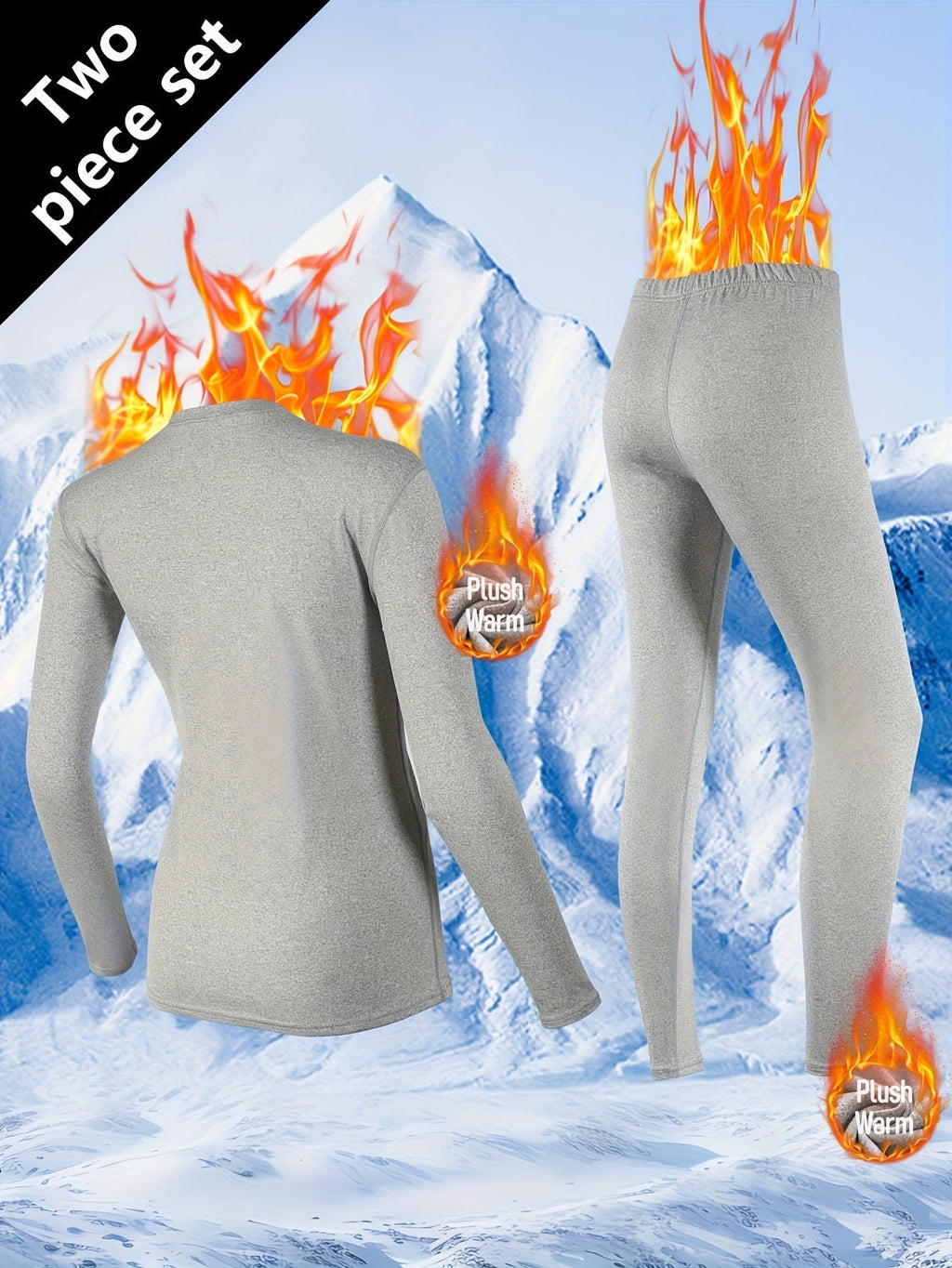 Women's Thermal Underwear Set 2 Piece Fleece Lined Leggings & Top, Compression Base Layer for Winter Sports Skiing Yoga Cycling, Warm Activewear Loungewear Sleepwear for Cold Weather