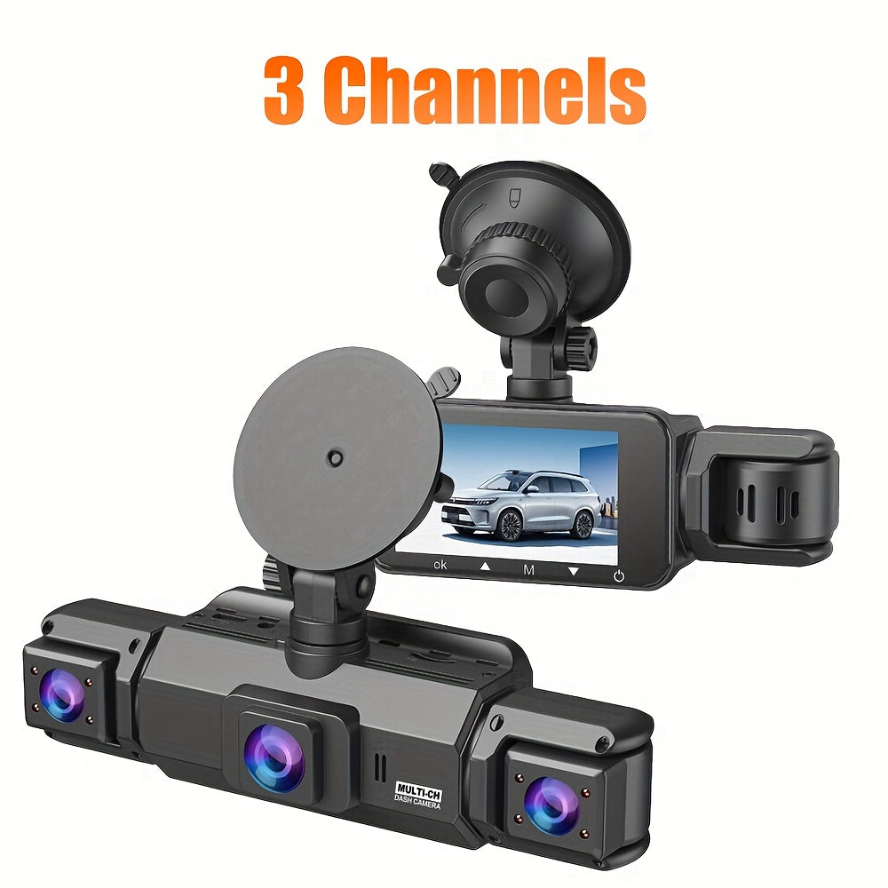 4K Dash Cam 360° Rotary 4-Channel Car DVR with Free 32GB SD Card Night Vision 24H Loop Recording Parking Monitor Front 4K Rear Left Right 1080P Cameras Rearview Camera for All Vehicles