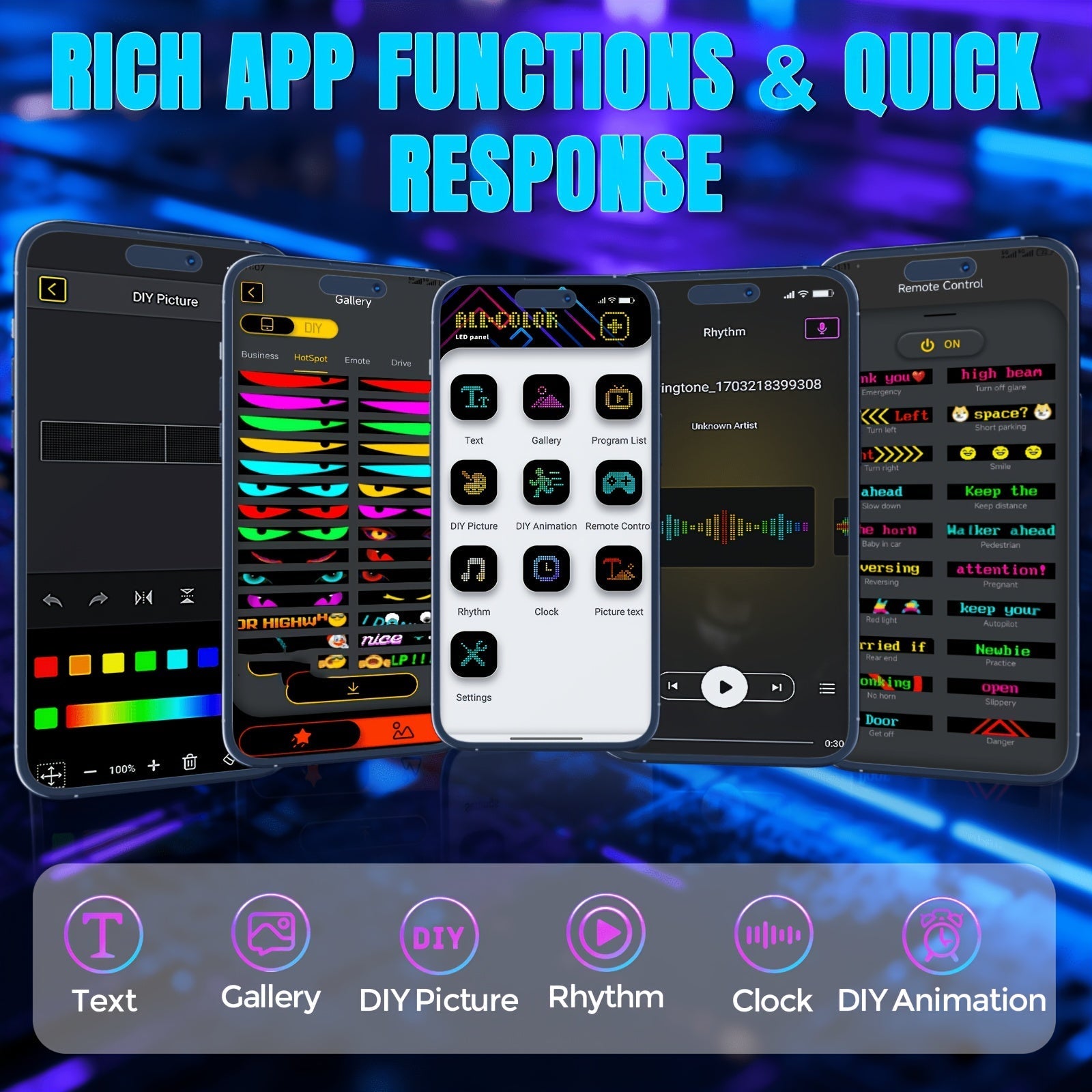 Flexible LED Dot Matrix Display Panel 16x96 – Programmable RGB Scrolling Sign with App & Remote Control, USB Powered, DIY Animated Lighting for Shop, Store, Hotel, Car, Home Decor