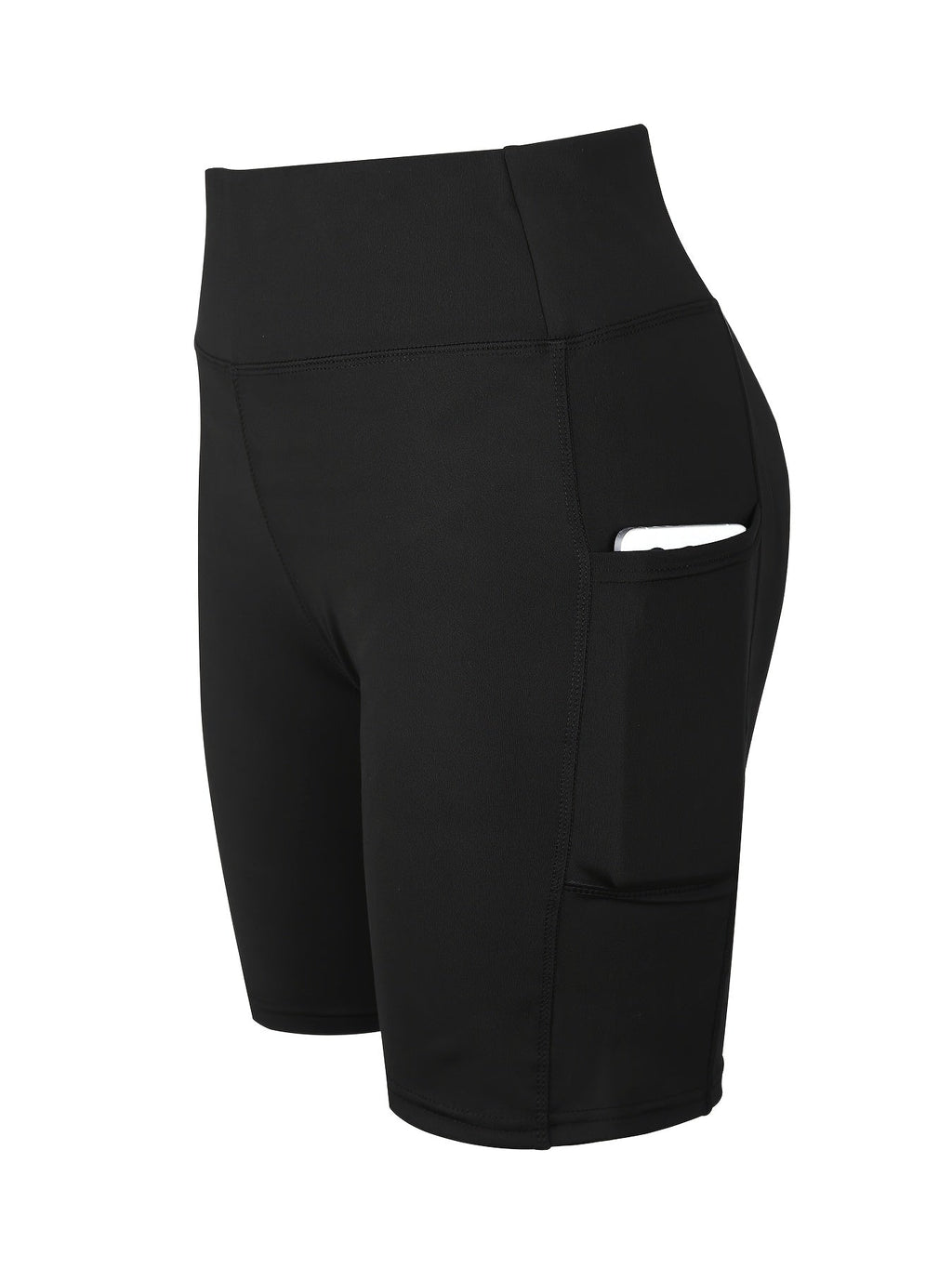 High Waist Tummy Control Biker Shorts for Women with Pocket – Stretch Knit Polyester Athletic Shorts for Gym, Yoga, Running & Cheerleading, Sizes XS–XXL, Burgundy & Navy