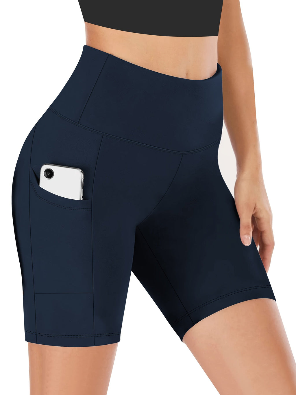 High-Waisted Yoga Shorts for Women, Sweat-Absorbing High-Elasticity Cycling Shorts with Tummy Control, Stretchy Training Running Sports Shorts for Gym Fitness Casual Wear