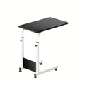 Height Adjustable Rolling Laptop Table with 4 Wheels & Dual Shelves – Mobile Workstation Desk for Bedside Dorm Office Living Room, Sturdy Steel Frame Space-Saving Design
