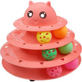3-Tier Turntable Cat Toy with 6 Colorful Balls – Interactive Mental & Physical Stimulation Toy for Kittens & Cats, Anti-Slip Base, No Battery Needed, Red Green Pink Blue