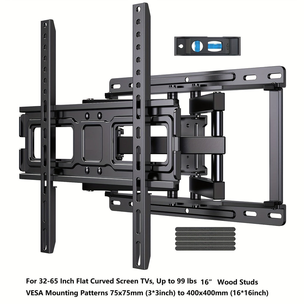 Full Motion TV Wall Mount 37-75 Inch Dual Arm Articulating Swivel Tilt Rotation VESA 600x400mm 132 lbs for OLED LCD LED Flat Curved TVs 24 Inch Extension