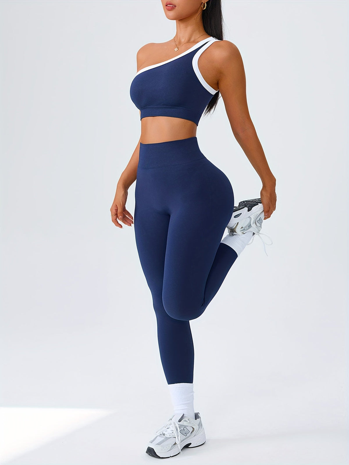 Women's Butt Lifting Leggings & Sports Bra Set 2 Piece High-Waisted 90% Polyamide – Stretchy Minimalist Yoga Running Workout Outfit with Camisole Top, 6 Colors S-XL