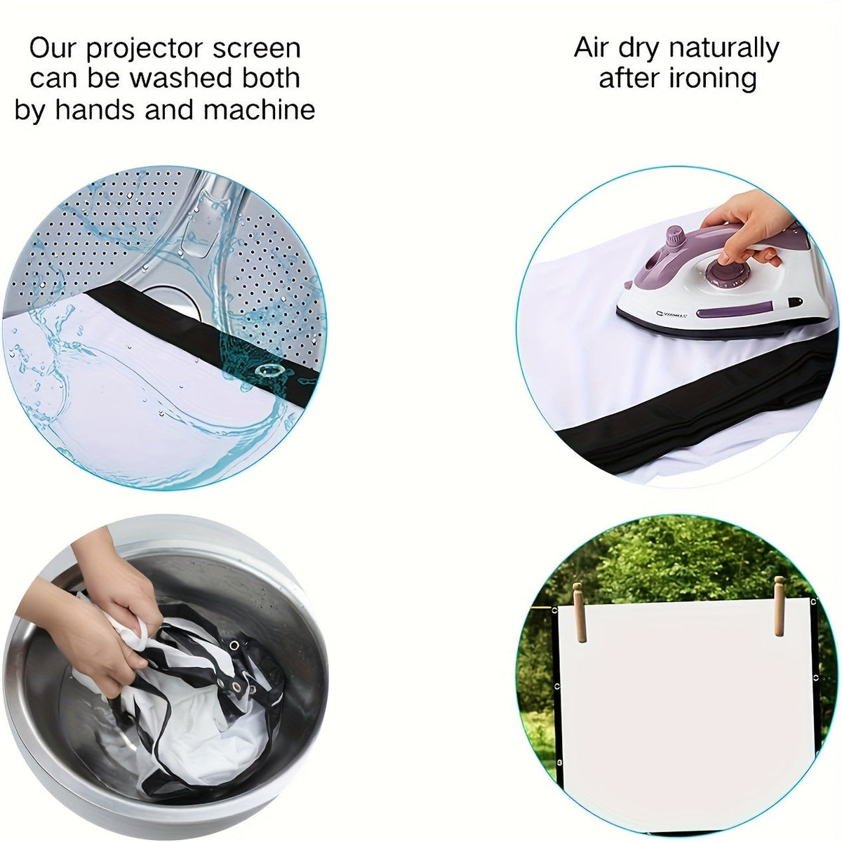 Portable Projector Screen 4K HD 72 100 120 Inch 16:9 Foldable Wrinkle-Free Outdoor Indoor Movie Screen 160° Wide View Dual-Sided for Home Theater Camping Party Presentations