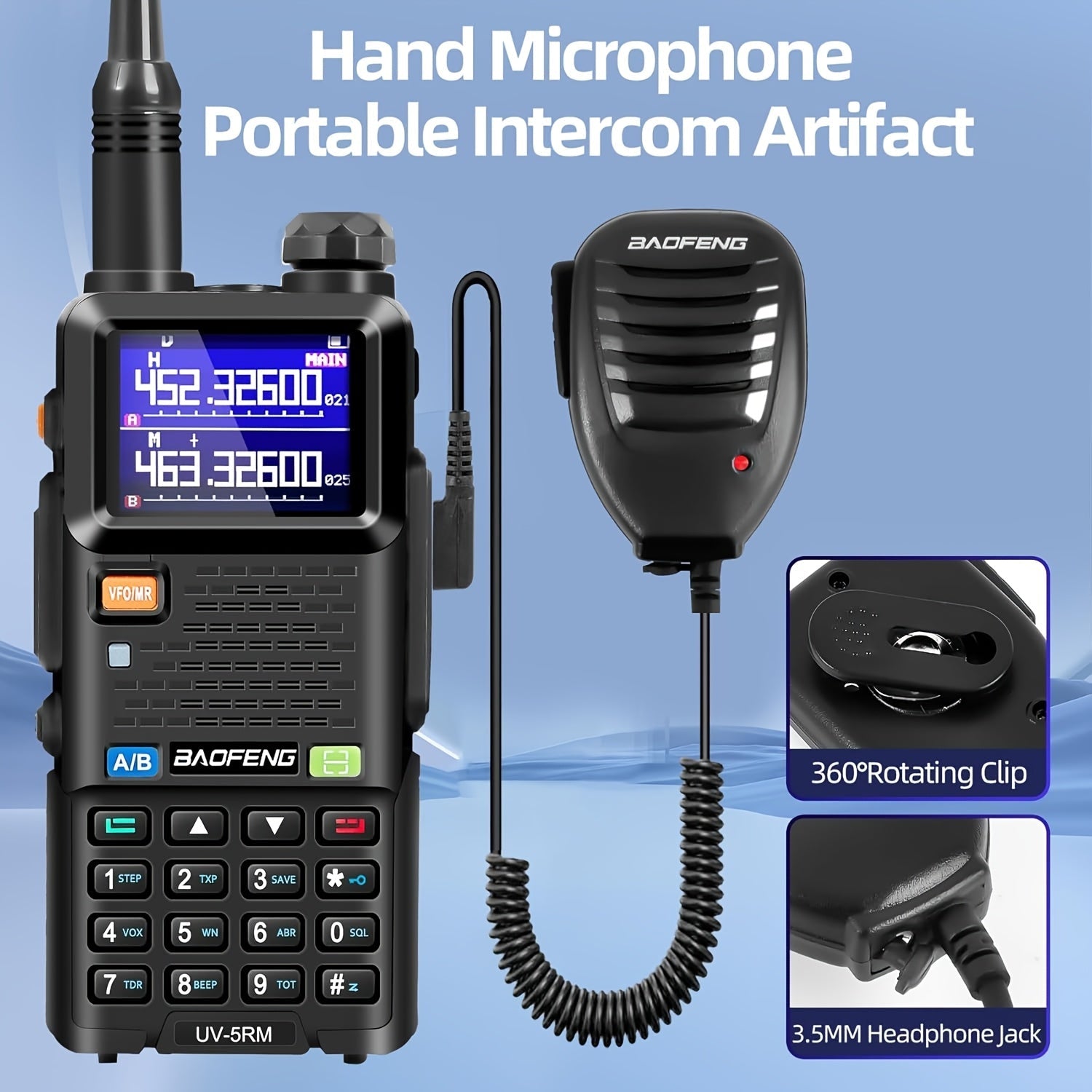 BAOFENG GM-5RH 10W Long Range GMRS Radio 2-Pack - Handheld Two-Way Radio with NOAA Weather, USB-C Charging, 999CH, 2500mAh Battery, 771 & 805S Antenna for Hunting Camping Climbing