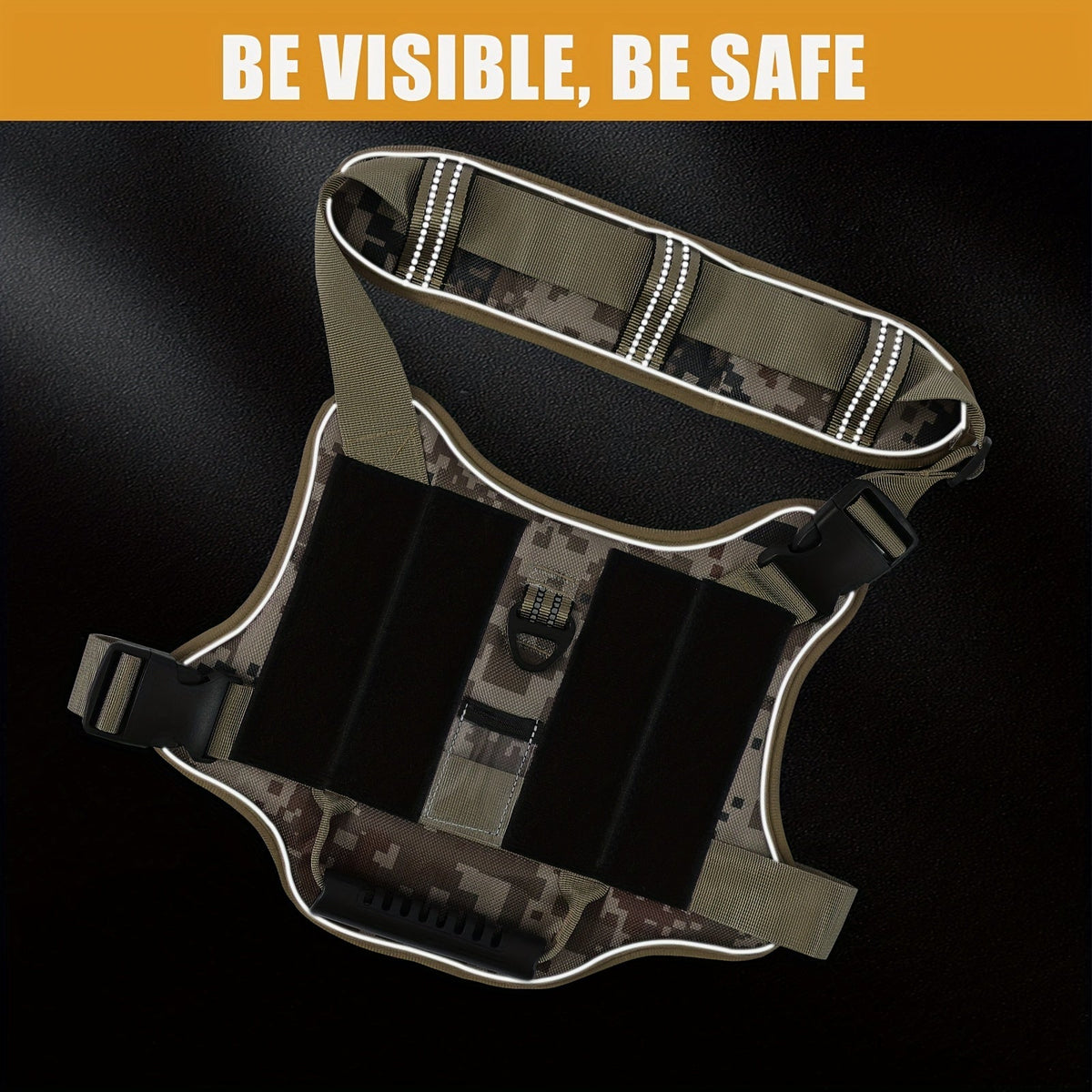 Tactical MOLLE Dog Harness No-Pull Adjustable Reflective Vest with Control Handle – Service Dog Training Harness for Safe Walking, No Pulling Tugging or Choking, S/M/L