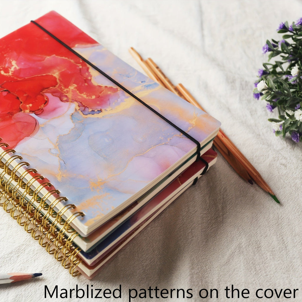 5-Pack Marble Hardcover Spiral Notebook A5 400 Sheets No-Bleed Thick Paper Journal Set for School Work Journaling Bullet Journal Planning Back to School Teacher Appreciation Gift