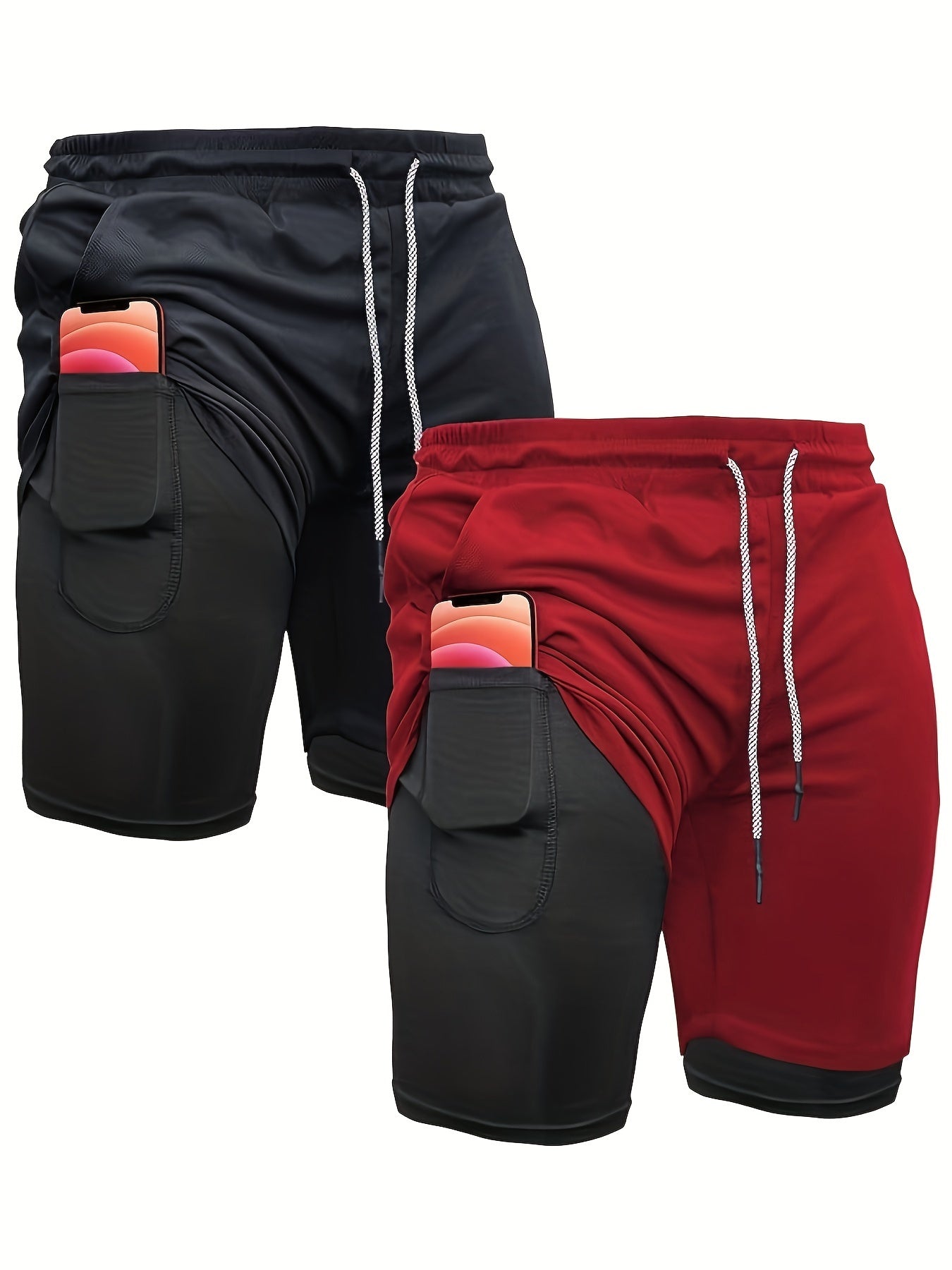 Men's 2-in-1 Running Shorts 7 Inch Quick Dry Compression Liner – Lightweight Athletic Workout Gym Shorts for Men, Polyester Training Shorts for Running Yoga Hiking Outdoor Sports S M L XL XXL