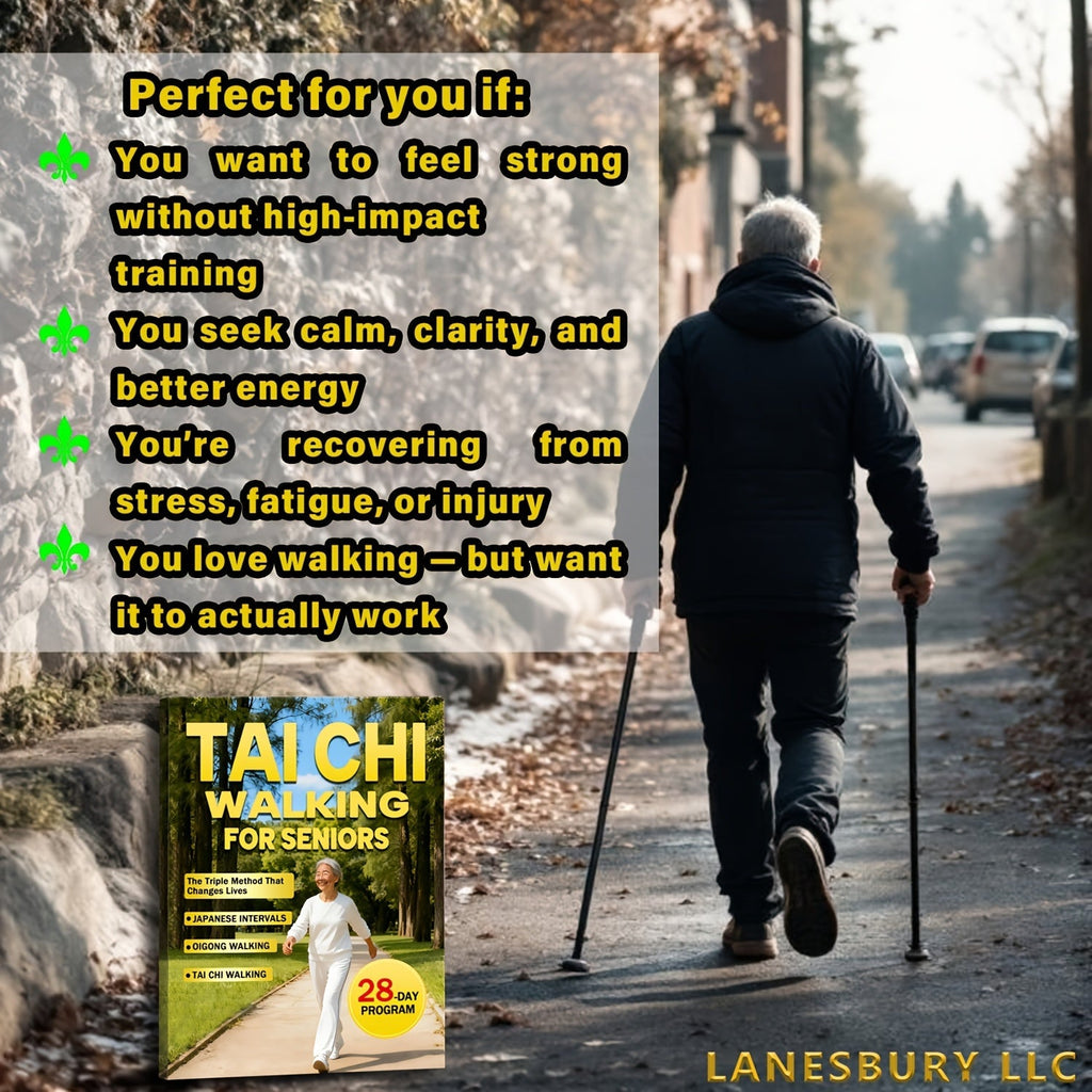Tai Chi Walking for Seniors Book – 28-Day Triple Method for Gentle Weight Loss with Japanese Interval Walking & Qigong, Low-Impact Fitness Guide for Older Adults