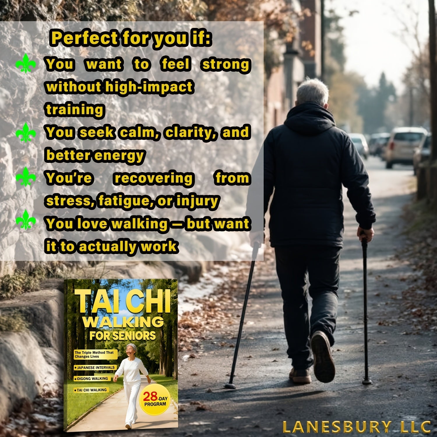 Tai Chi Walking for Seniors Book – 28-Day Triple Method for Gentle Weight Loss with Japanese Interval Walking & Qigong, Low-Impact Fitness Guide for Older Adults