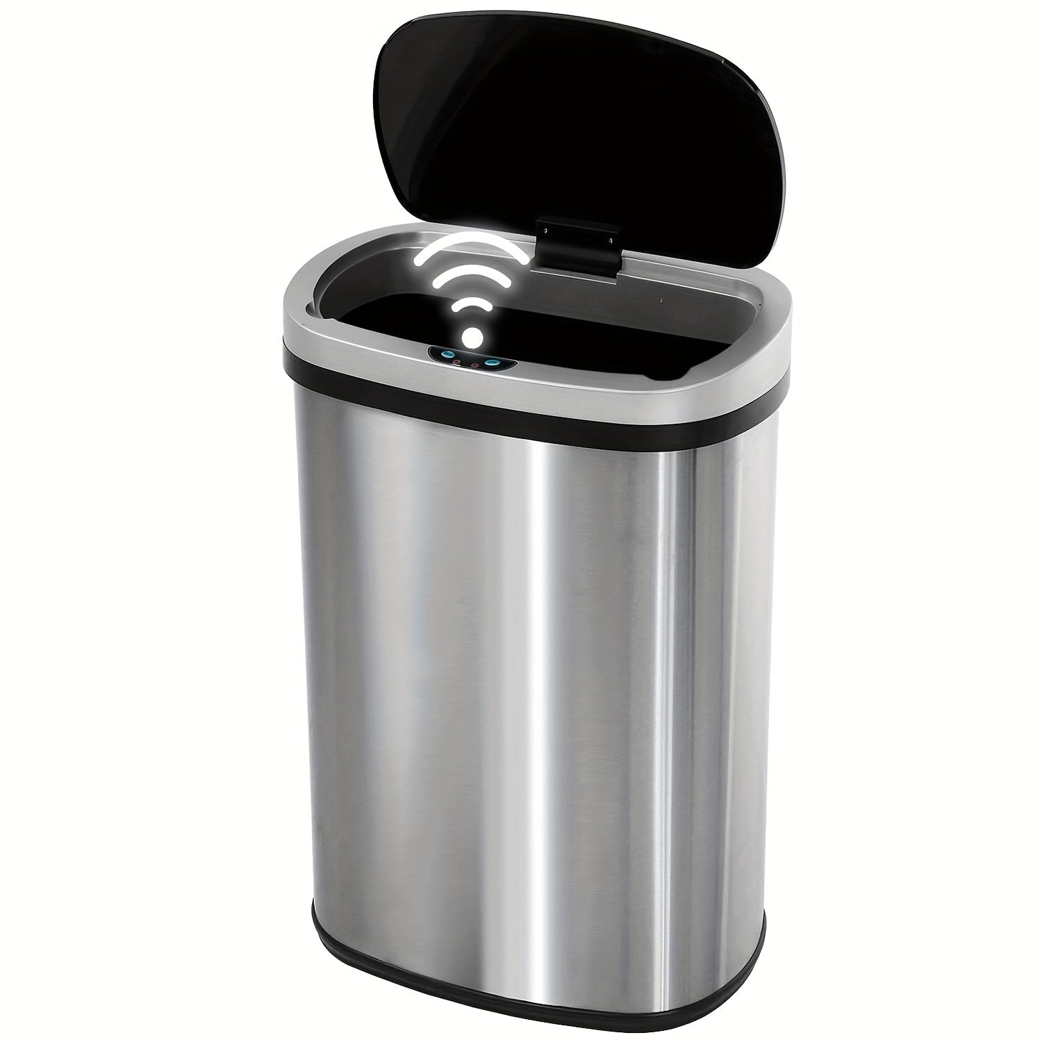 13 Gallon Touchless Trash Can 50L Automatic Motion Sensor Kitchen Waste Bin Stainless Steel & Plastic for Kitchen Office Bedroom Living Room