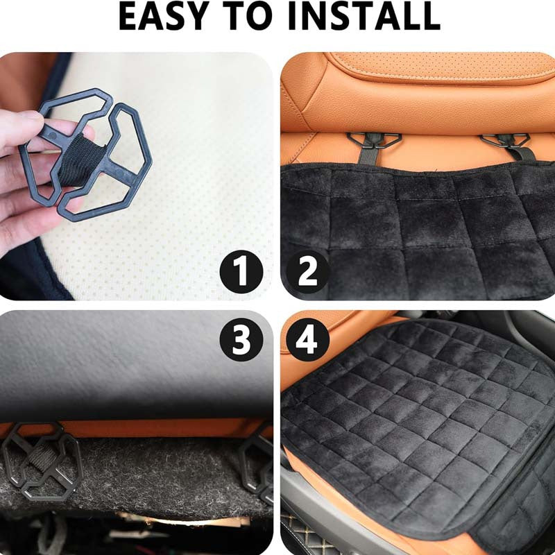 Plush Plaid Car Seat Cushion Protector 3-Piece Set – Thick Warm Memory Foam Pad, Non-Slip Breathable Universal Fit, Hand Washable Lightweight Car Seat Cover for 2 Front + 1 Back Seat, All Seasons