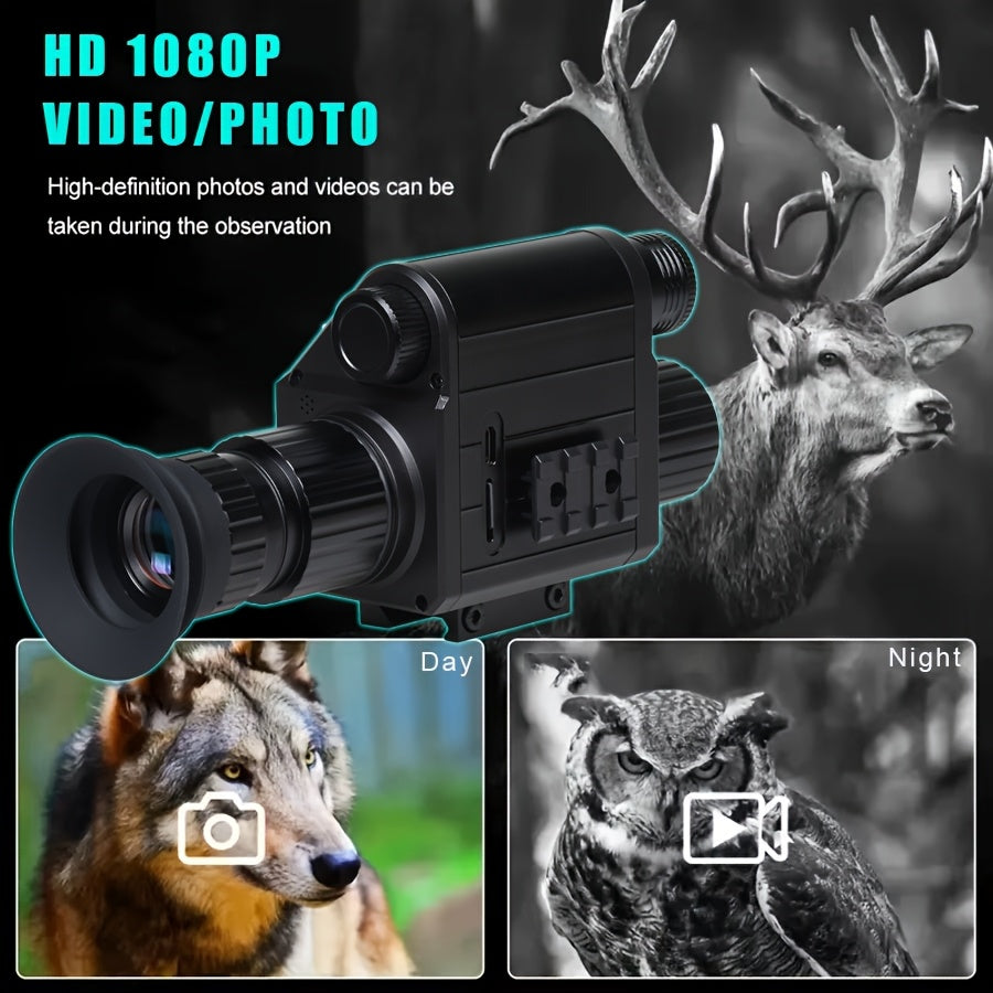 Digital Night Vision Riflescope with Built-In Reticle – 5X Zoom Infrared Hunting Scope, HD 1080P Video Recording, 32GB TF Card & 2600mAh Battery for Hunting Camping Wildlife Observation Night Adventure