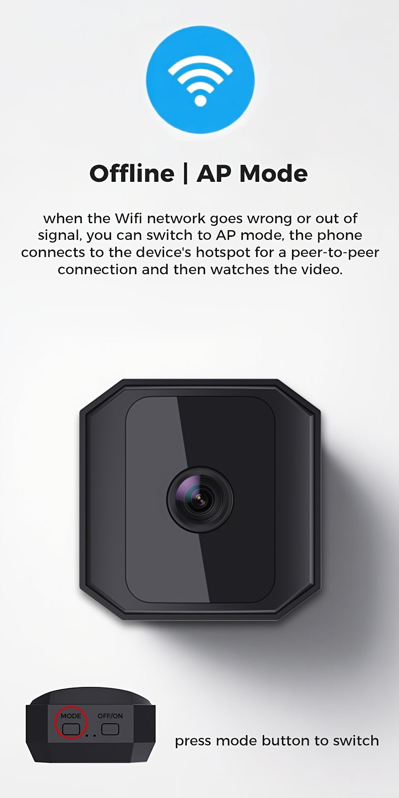 Wireless Security Camera with Built-In AP Hotspot No Internet Required Infrared Night Vision Two-Way Audio Motion Detection Real-Time Home Family Pet Monitoring Black White 1 2 3 4 Pack