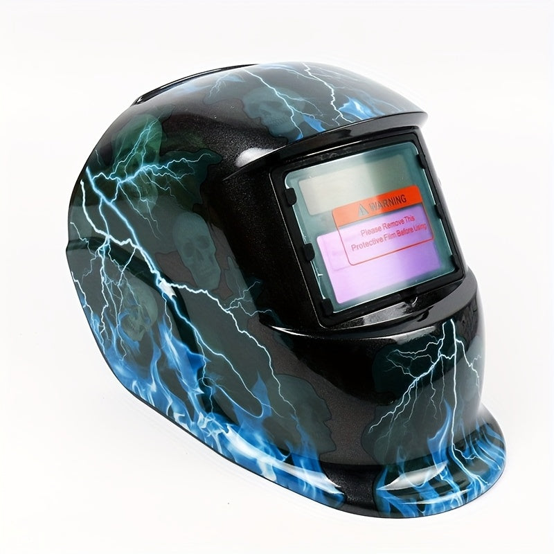 Solar Auto Darkening Welding Helmet True Color Large View Area - DIN 9-13 Adjustable Shade, 1/25000s Fast Response, Lightweight 18.3oz Welder Hood Mask for MIG TIG Arc Welding, Eagle Lightning Black Fire