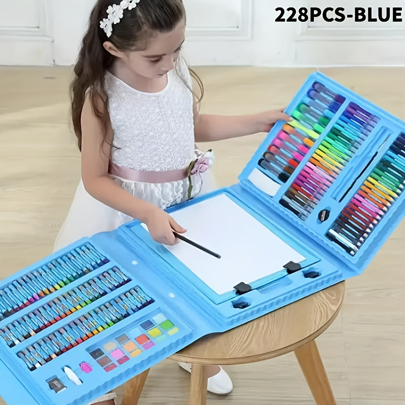 228 Piece Kids Art Supplies Set, Deluxe Painting & Drawing Kit with Oil Pastels, Crayons, Colored & Acrylic Markers, Watercolor Brushes & Drawing Pad, Gift for Kids