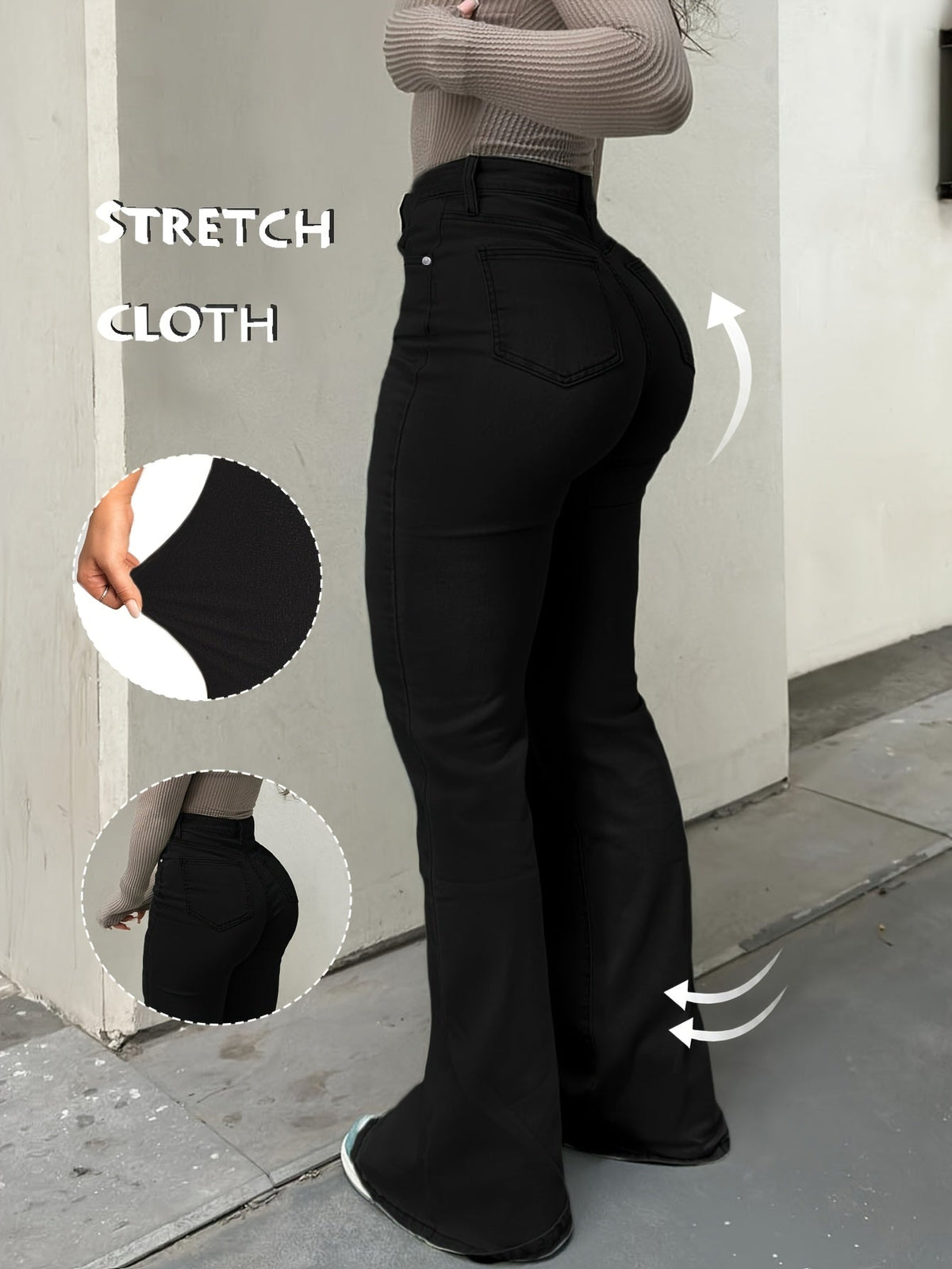 Y2K Vintage High-Waist Straight Leg Denim Jeans Women High Elastic Waistband Solid Color Long Pants 12 Colors XS-XXL Streetwear
