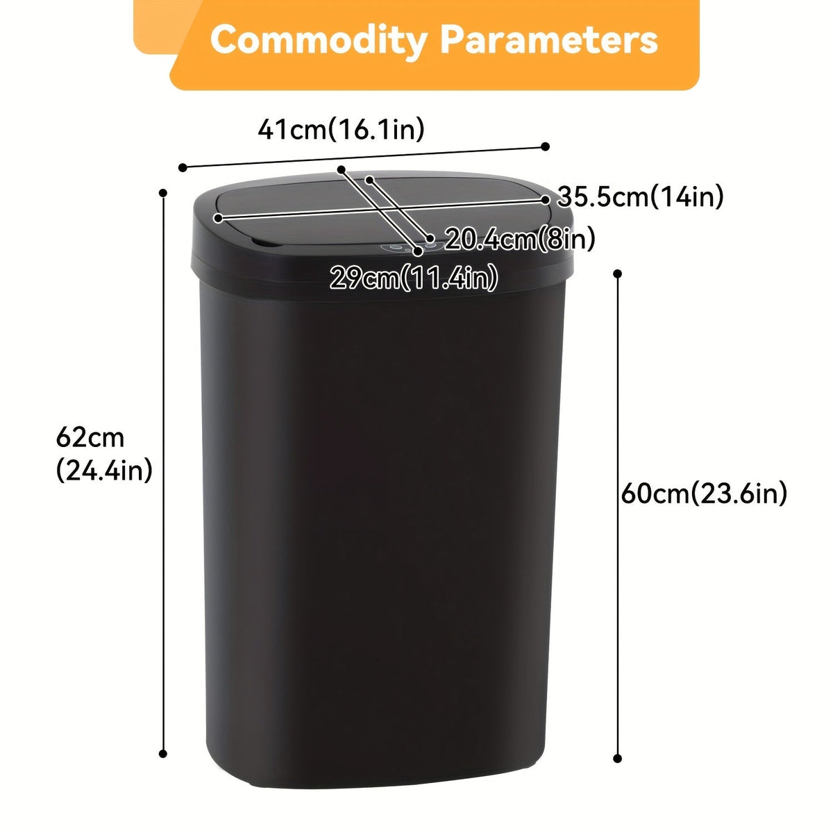 13 Gallon Touchless Trash Can 50L Automatic Motion Sensor Garbage Can Stainless Steel & Plastic for Kitchen Office Bedroom Living Room – 11 Colors
