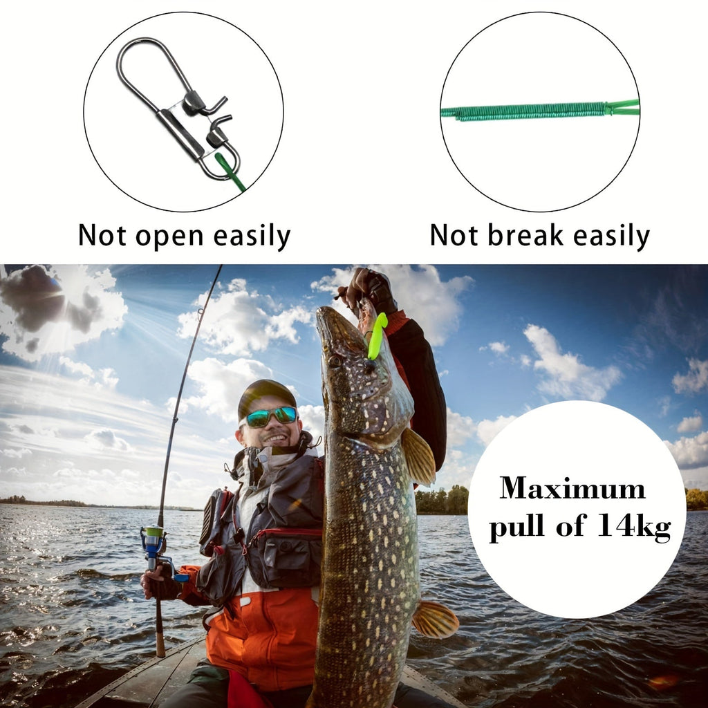 100 Piece Stainless Steel Fishing Wire Leaders with Swivels & Snaps – Anti-Bite Wire Trace 10-44LB for Pike Muskie Barracuda Bass Saltwater Freshwater Predator Fishing Tackle