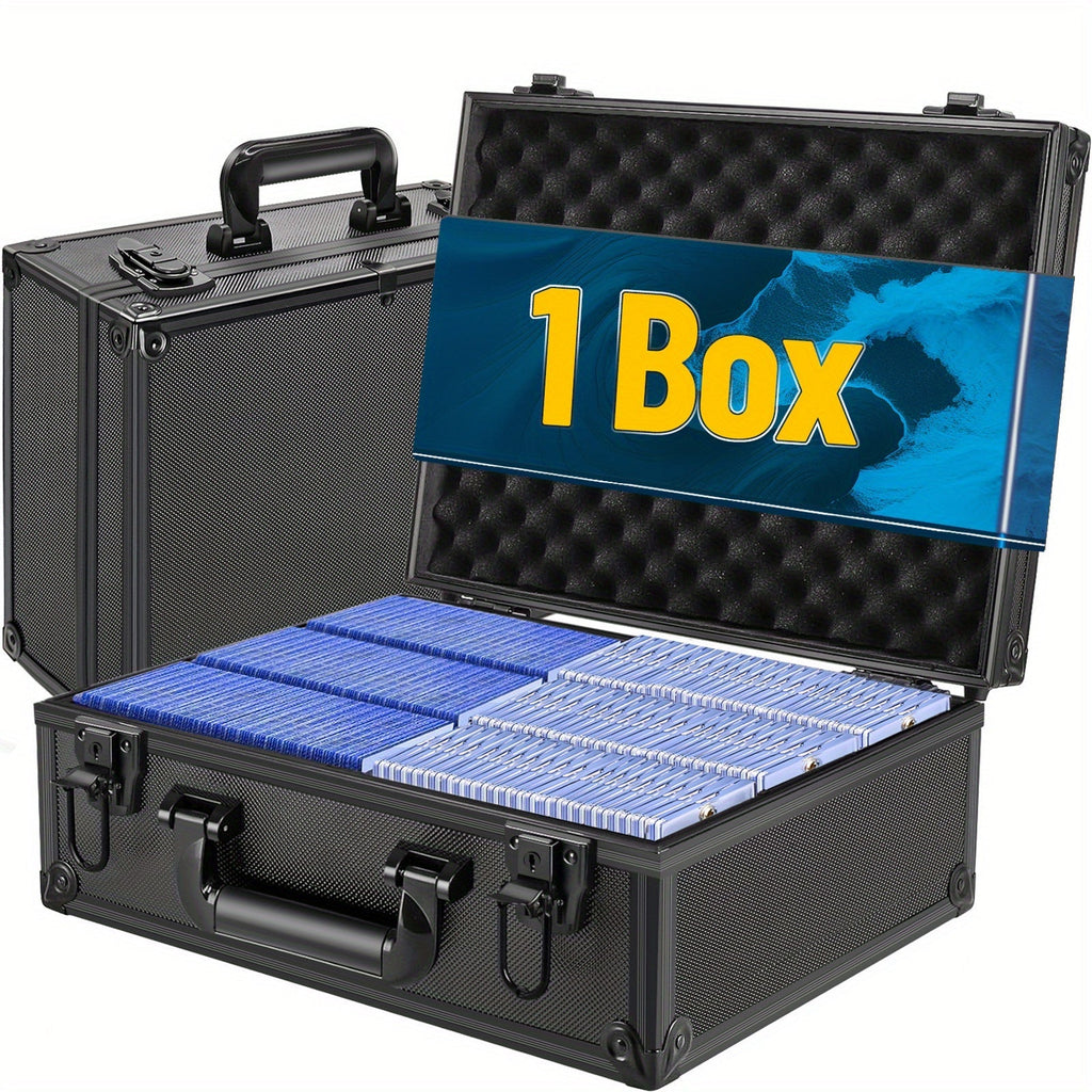 Trading Card Storage Box with Lock Holds 600 Plus 3x4 35PT Rigid Top Loaders Sports Card Organizer Case for Pokemon MTG Yu-Gi-Oh Baseball Football Basketball Standard and Mini Size