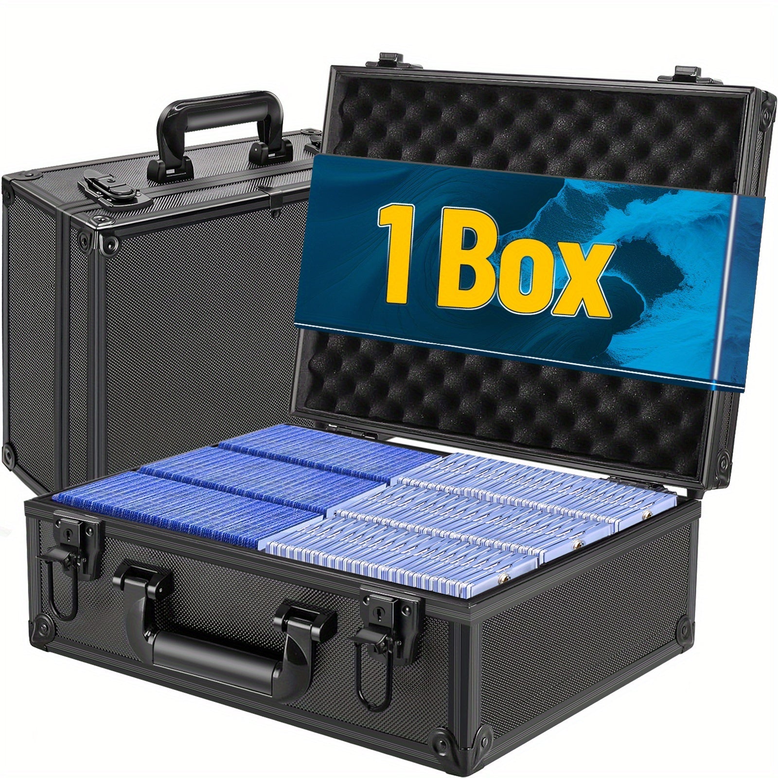 Trading Card Storage Box with Lock Holds 600 Plus 3x4 35PT Rigid Top Loaders Sports Card Organizer Case for Pokemon MTG Yu-Gi-Oh Baseball Football Basketball Standard and Mini Size