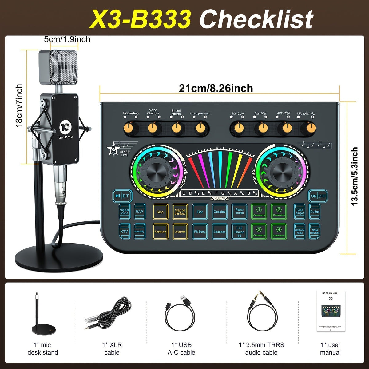 Microphone Mixer Bundle Kit for Podcast Recording Studio – Audio Mixer with Mic Stand, Sound Card, Streaming & Karaoke Setup for PC Phone Gaming