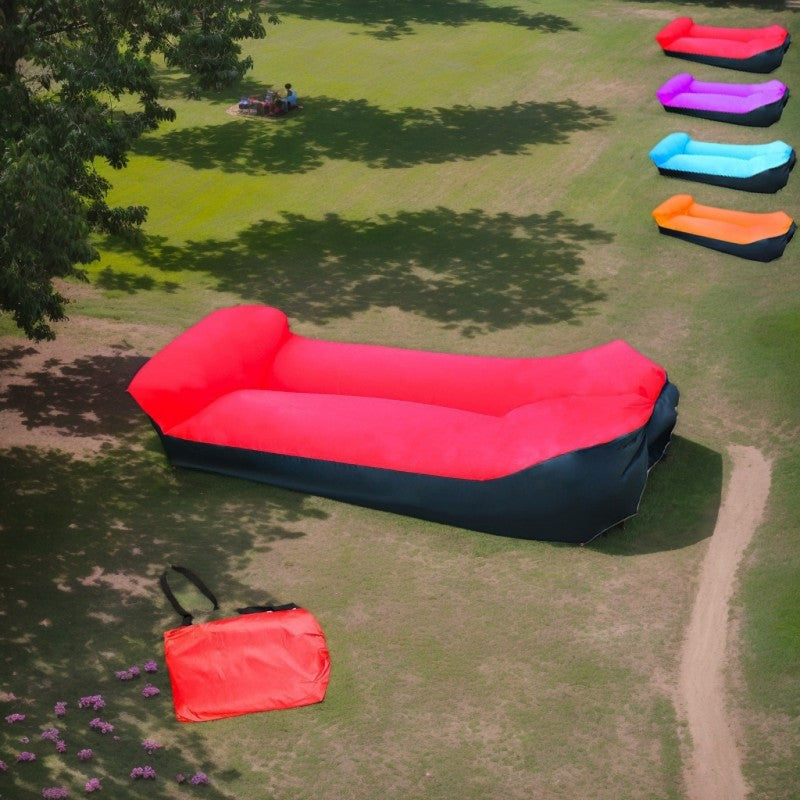 Inflatable Sofa Recliner Chair No Pump Needed – Heavy-Duty Bed-Like Outdoor Lounger, Quick Inflate Lightweight Compact for Camping, Beach, Backyard & Travel, Blue Purple Red Green