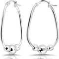 925 Sterling Silver Bead Hoop Earrings for Women 18mm – Hypoallergenic 3-Bead Pendant Ring Earrings with Gift Box, Nickel-Free Elegant Jewelry Perfect Birthday Holiday Anniversary Gift